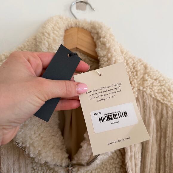 BLANKNYC Fuzzy Wuzzy Corduroy Sherpa Mix Trucker Jacket Cream M - Picture 6 of 10